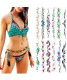 Sexy Flower Navel Tattoo Stickers 12 Sheets Long Belly Abdomen Waist Back Waterproof Temporary Tattoos for Women Girls Fake Body Tattoos - Buy Online on GoSupps.com