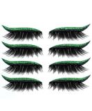 Shop Zeabsr Green Glitter False Eyelashes & Eye Makeup Stickers - 3D Reusable Long Thick Eyelashes (GA122) | International Shipping Available - Buy Online on GoSupps.com