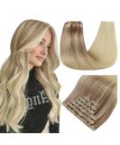 Buy Runature 35cm Blonde Balayage Clip-In Extensions - Real Human Hair 7Pcs Ombre Color #18/26 & #18/22/60 - Smooth & Lightweight 70g - Buy Online on GoSupps.com