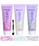 Body Face Chunky Glitter Gel Pink White & Silver Sparkles for Concerts Festivals & Raves | 150ml Mermaid Glitter Makeup - Buy Online on GoSupps.com
