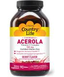 Country Life Acerola Vitamin C Complex 500mg Chewable Berry - Citrus - 90 Wafers - Buy Online on GoSupps.com
