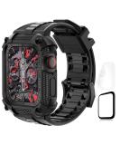 Wristitani Apple Watch Band 44mm with Rugged Case + Screen Protector for Men - Compatible with iWatch Series 8/7/6/SE/5/4 - Sport Military Band in Black - Buy Online on GoSupps.com