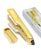 Flat Iron Hair Straightener with Detachable Comb - 1.5 Inch Titanium Dual Voltage 2-in-1 Curler & Straightener | Adjustable Temperature for Smooth Sleek Hair - Buy Online on GoSupps.com