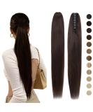 Shop 7A Remy Real Hair Clip-In Ponytail Extensions - Dark Brown 40cm Smooth Braid & Claw Clip - Buy Online on GoSupps.com
