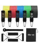 Glymnis Resistance Band Set - 11 PCs Fitness Bands with Handles Door Anchors & Straps for Strength Training & Physiotherapy - Up to 100lbs - Buy Online on GoSupps.com