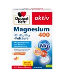 Double Heart Magnesium 400 + B1 + B12 + Folic Acid - Effervescent Tablets for Normal Muscle Function - 90 Tablets (6 x 15 Pack) - International Shipping Available - Buy Online on GoSupps.com