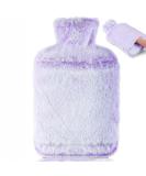 BOLEi 2L Hot Water Bottle with Luxury Faux Fur Cover - Leakproof Neck & Shoulder Pain Relief - Purple - Buy Online on GoSupps.com