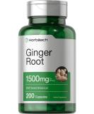 Ginger Root Capsules 1500 mg | 200 Pills | DNA Tested, Non-GMO, Gluten Free | Ginger Root Extract | by Horbaach - Buy Online on GoSupps.com