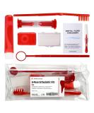 Red Orthodontic 8 Piece Braces Care Kit - Complete Dental Cleaning Set with Travel Toothbrush Wax Floss & Brackets Cleaner for Essential Orthodontia Care - Buy Online on GoSupps.com