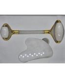 Jade Roller Gua Sha Set Natural Face Roller Skin Care Tools for Puffy Eyes Relief Anti Aging (White Jade) - Buy Online on GoSupps.com