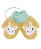 Kids Cute Fox Knitting Gloves | Toddler Winter Thermal Plush Lining Mittens for 1-3 Yrs | Yellow/3D Rabbit Design - Buy Online on GoSupps.com