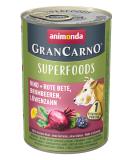 Animonda Gran Carno Adult Superfoods Wet Dog Food - Beef & Beetroot with Blackberries & Dandelions - 6 x 400g Pack - International Shipping Available - Buy Online on GoSupps.com