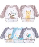 Tidevan baby bibs with long sleeves with large pocket 5 pack waterproof children bibs baby bibs set for toddlers baby bibs with sleeves for 6-36 months children for eating - Buy Online on GoSupps.com
