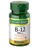 Nature's Bounty Vitamin B12, Supports Energy Metabolism and Nervous System Health, 500mcg, Tablets, 100 Ct - Buy Online on GoSupps.com