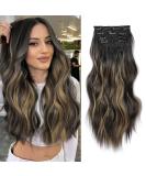 Fine Plus Long Curly Wavy Clip In Hair Extensions 20inch - Natural Black to Caramel Blonde - 4PCS Double Weft Full Head - Buy Online on GoSupps.com
