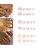 YOSOMK 72PCS French Tip Press on Toenails (3 Boxes) - Short Square Glossy Ombre Fake Toe Nails for Women - Buy Online on GoSupps.com