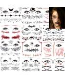 Halloween Day of the Dead Temporary Tattoos - 12 Sheets Face and Spider Web Stickers for Halloween Party Decorations - Buy Online on GoSupps.com