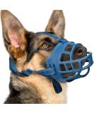 Silicone Dog Muzzle - Adjustable Basket Muzzle for Small Medium & Large Dogs | Fits German Shepherd - Size 6 (Snout 14 -16 ) - Blue - Buy Online on GoSupps.com
