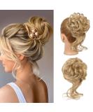 REECHO Synthetic Messy Bun Hair Piece in Medium Golden Blonde - Tousled Updo Elastic Hair Bun for Women - Buy Online on GoSupps.com