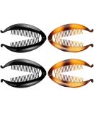 Buy 4-Piece Banana Clips & Fish Comb Combs | Wide Tortoise Kamm Hair Clips for Women - Black Gradient & Brown - 14 cm Long - Buy Online on GoSupps.com