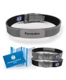 Buy PACEMAKER Sport/Slim Reversible Medical Alert ID Bracelet for Men & Women - Black/Gray - International Shipping Available - Buy Online on GoSupps.com