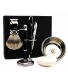 100% Handmade Shaving Set for Men - Ideal Christmas Gift | Pure Silver Tip Badger Hair Brush 3 Razors Shaving Bowl & Soap Holder - Buy Online on GoSupps.com