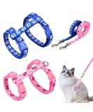 Adjustable Nylon Cat Leash Set - 2 Pieces with Lady Beetle Print & Soft Cat Dishes for Kittens Puppies & Rabbits - Pink & Blue - Buy Online on GoSupps.com