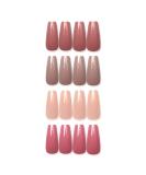 Laza 96 PCs Colorful Fake Nails - Long Ballet Ballerina Full Cover UV Coat Acrylic Nails in Lotus Pink & Nude - International Shipping Available - Buy Online on GoSupps.com