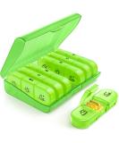 Buy Auvon Weekly Pill Box - 7 Days 3 Compartments for Vitamins & Medications | Portable Green Tablet Organizer - Buy Online on GoSupps.com