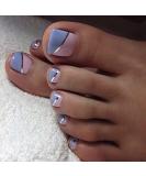 RODAKY French Press Full Cover False Toe Nail Tips - 24Pcs Blue-Pink | Fashion Artifical Acrylic Toenails for Women - Buy Online on GoSupps.com