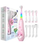 Seago SG2139 Pink Electric Toothbrush for Kids (0-6 Years) LED Light 8 Soft Brushes Rechargeable Smart Timer IPX7 Waterproof - Buy Online on GoSupps.com