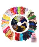 50 Colorful Hair Tie Scrunchies - Elastic Hair Bands + Storage Bag | Best Hair Accessories for Women & Girls - Buy Online on GoSupps.com