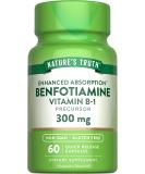 Nature's Truth Benfotiamine 300mg - 60 Count Non-GMO Gluten Free Supplement - Vitamin B1 Precursor - Buy Online on GoSupps.com