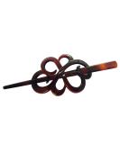 Parcelona French Wide Flower Tortoise Shell Brown Bun Holder Slider Clip with Stick - Buy Online on GoSupps.com