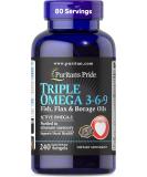 Triple Omega 3-6-9 Fish Flax and Borage 240 Count - Supports Healthy Joints - Buy Online on GoSupps.com