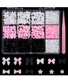 Shop Pink White Black Bow Nail Charms - 3D Acrylic Nail Art Heart & Star Flatback Pearls for DIY Crafts - Buy Online on GoSupps.com
