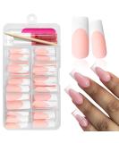 120 Pcs Long French Tip Press On Nails - Square White Tip Full Cover Matte Fake Nails for Women & Girls - Acrylic Glue On Artificial Fingernails - Buy Online on GoSupps.com