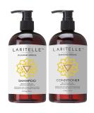Laritelle Organic Shampoo & Conditioner Set | Prevents Hair Loss & Promotes Growth | Argan Oil, Rosemary, Ginger & Cedarwood | 17oz Shampoo + 16oz Conditioner | No GMO, Sulfates, Gluten, Alcohol, Parabens, Phthalates - Buy Online on GoSupps.com
