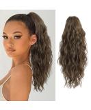 FINE PLUS 18 Claw Ponytail Hair Extension - Natural Wavy Highlights - Synthetic Hairpiece for Women - Blonde with Brown Highlights - Buy Online on GoSupps.com