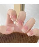 Oval Short French Press-On Nails | Mrcuvaryas Pink Gradient Soft Gel Nail Tips Full Cover - Buy Online on GoSupps.com