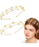 Gold Rhinestone Five-Pointed Star Headband Set - Elegant Bridal Hair Accessories - Buy Online on GoSupps.com