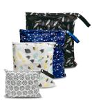 4 Pack Waterproof Wet Bag for Diapers - Geometric Lemon Stars - Perfect for Kindergarten & Daycare | Eco-Friendly Laundry Solution - Buy Online on GoSupps.com