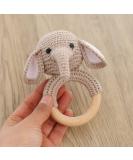 Yieur Crocheted Gray Elephant Baby Assel - Handmade Wooden Gripping Ring & Toy Gift for Infants - Ideal for Boys & Girls - Buy Online on GoSupps.com