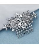 Missgrace Crystal Rhinestone Flower Hair Comb - Silver Bridal Hair Accessory for Wedding, Prom, Women and Girls - Buy Online on GoSupps.com