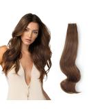 Buy Real Human Hair Extensions Tape - 50g 20 Pieces Walnut Brown Semi-Permanent Reusable Skin Weft - Buy Online on GoSupps.com