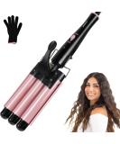 Buy 25mm 3-Barrel Ceramic Curling Iron for Long Hair - Fast Warming Beach Waves - Light Pink - Buy Online on GoSupps.com