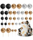 Astaron 32-Piece Tortendeko Balls Cake Topper Set - Mini Balloons & Rabbit for Weddings Birthdays & Baby Parties - Gold Silver & Black - Buy Online on GoSupps.com