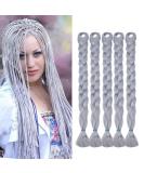 Buy Tess 41 Silver Gray Braids Extensions - Jumbo Crochet Synthetic Hair (5pcs 165g 100cm) for Stylish Looks - Buy Online on GoSupps.com