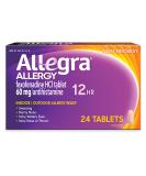 Allegra Adult Non-Drowsy Antihistamine Tablets for 12-Hour Allergy Relief, 60 mg 24 Count 24 Count (Pack of 1) - Buy Online on GoSupps.com