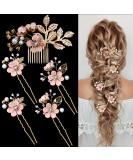 5 Pieces Bridal Flower Wedding Hair Pins Crystal Pearl Hair Pins Clips Headpiece Gold Wedding Hair Accessories Jewelry with Rhinestone for Brides Bridesmaids Women Girls Updo(Cherry Blossoms Pink) 5 Count (Pack of 1) Del... - Buy Online on GoSupps.com